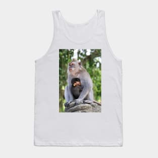 a monkey and baby sitting on a branch in ubud in bali Tank Top